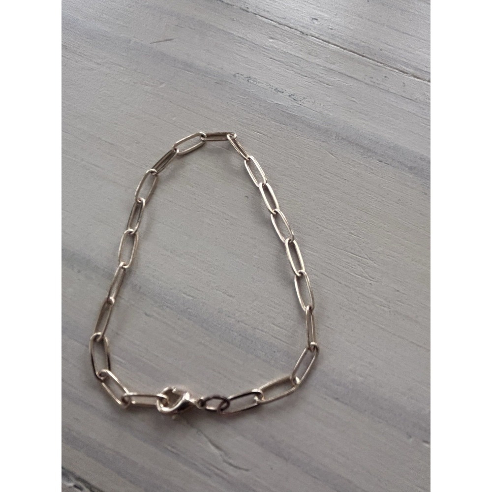 Gold Tone Paperclip Chain Bracelet Adjustable Minimalist Link Jewelry Modern 9"